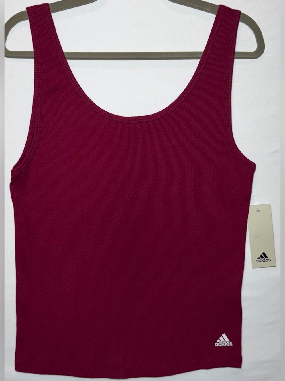 *Adidas* Women's Burgundy Ribbed Scoop Neck Tank